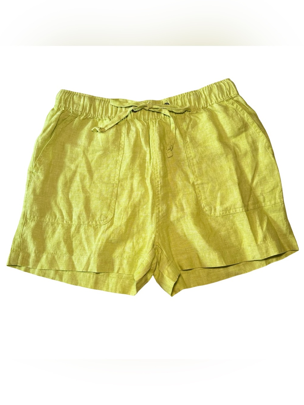 C&C California Linen Drawstring High-Waist Shorts - Lime